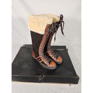 NOS Converse Womens Knee High Boots Fur Collar 5v006 Steampunk 9.5